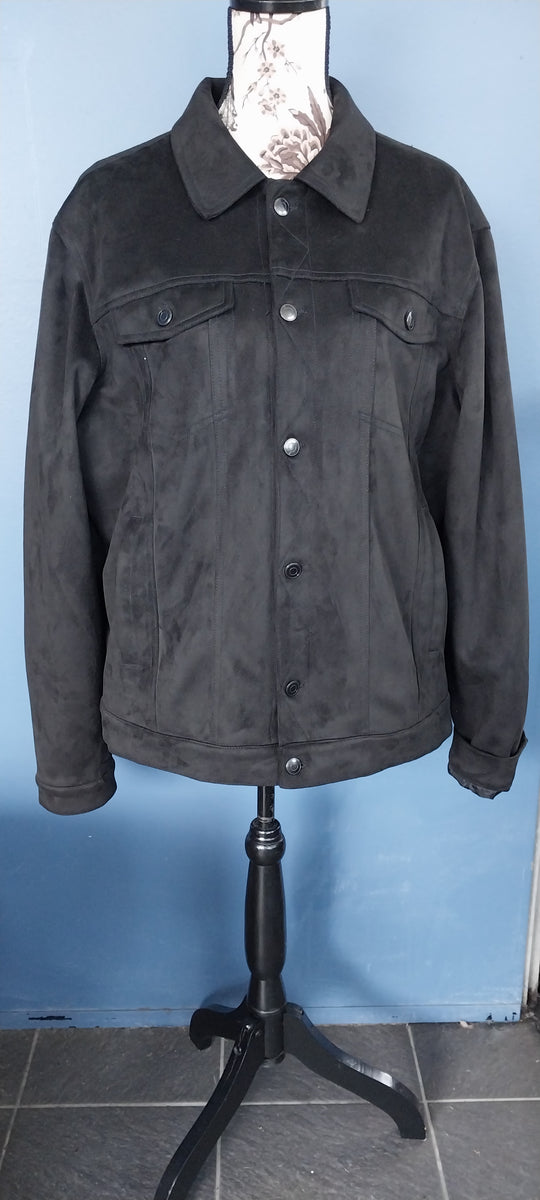Tarnish Mens Faux Suede Blak Jacket Size XL