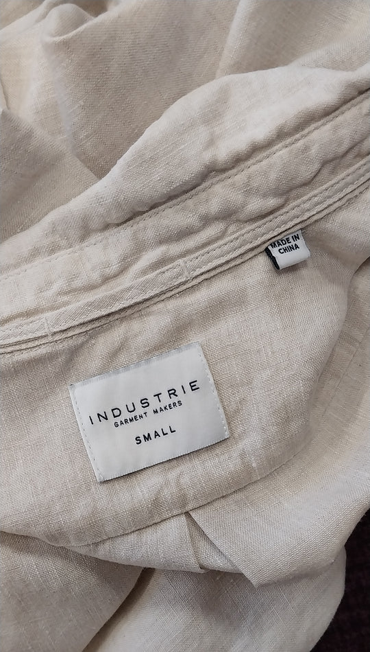 Industrie 100% Linen Long Sleeve Shirt Oatmeal Size S