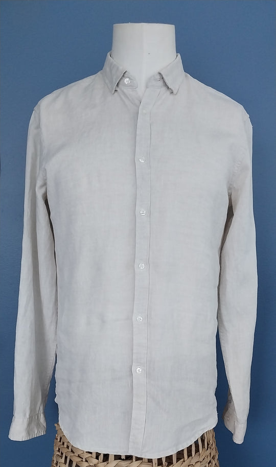 Industrie 100% Linen Long Sleeve Shirt Oatmeal Size S