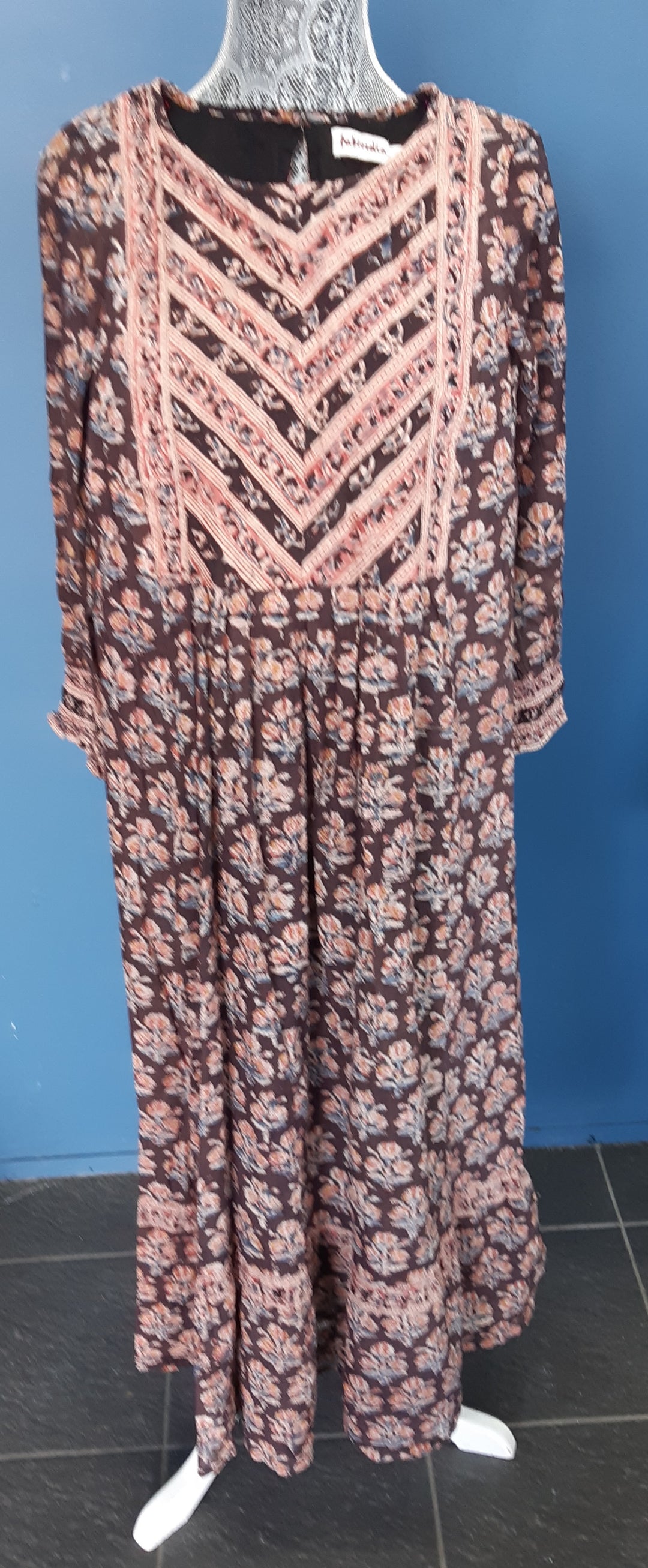 fabindia Bohoo style cotton long dress fully lined size small