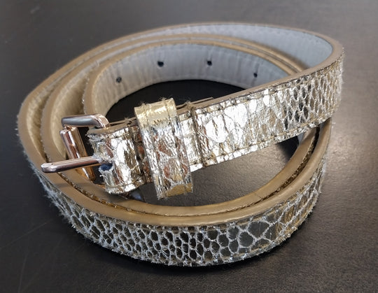 Karen Walker Gold Faux Snakeskin Pattern Belt Size M