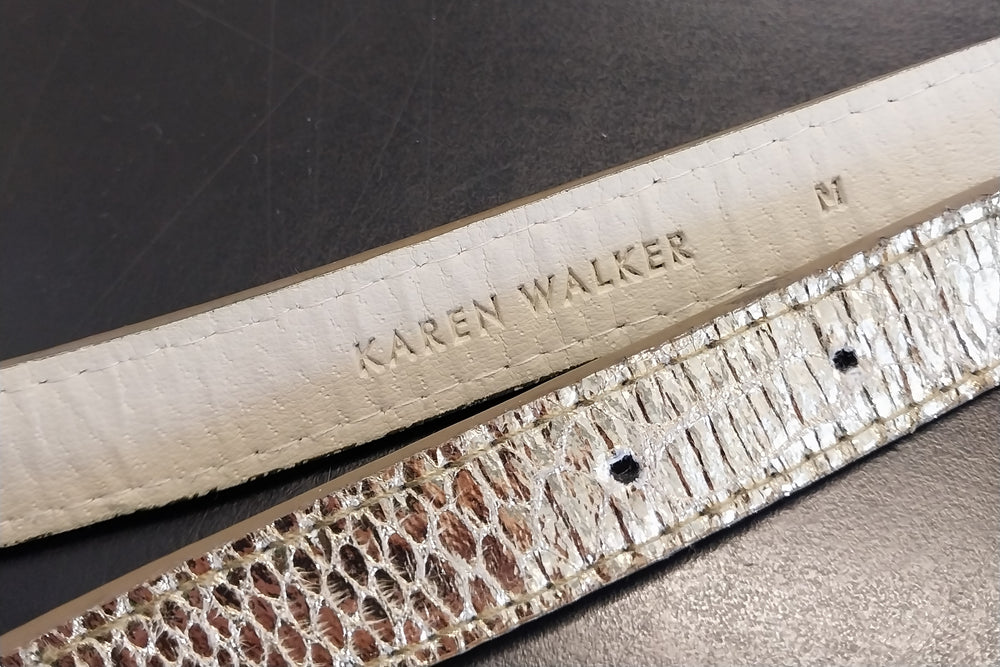 Karen Walker Gold Faux Snakeskin Pattern Belt Size M