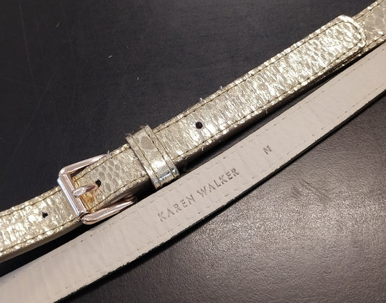 Karen Walker Gold Faux Snakeskin Pattern Belt Size M