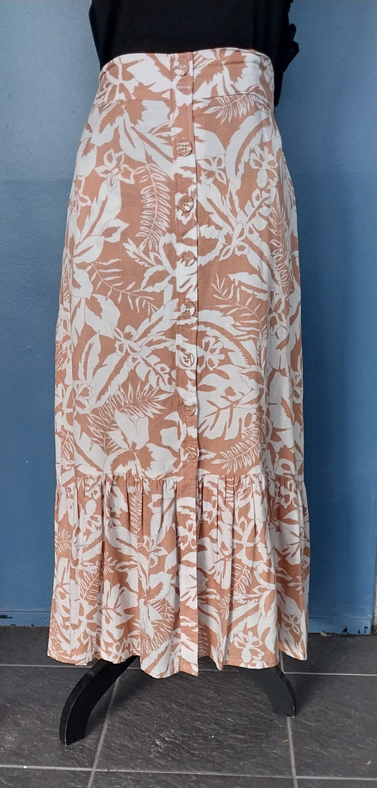 SEED Heritage Linen Mix Long Skirt Size 12