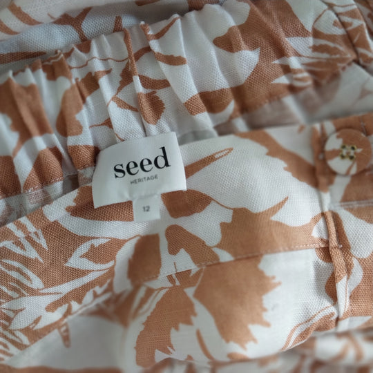 SEED Heritage Linen Mix Long Skirt Size 12