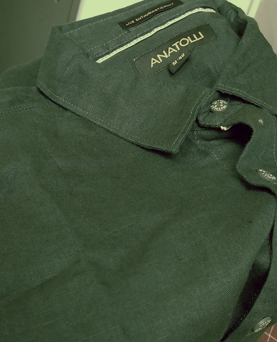 Anatolli Mens Shirt Deep Green Linen Mix Size M-40