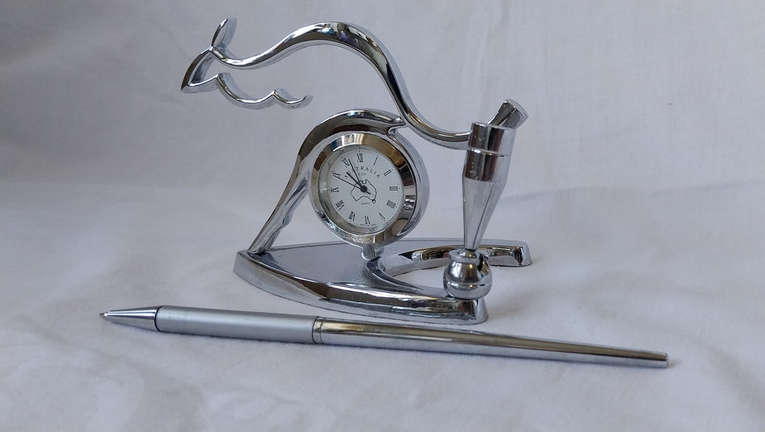 Vintage Desk Clock & Pen Holder