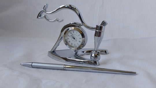 Vintage Desk Clock & Pen Holder