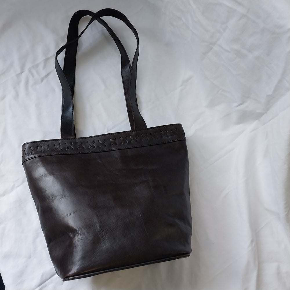 Leather Handbag Dark Chocolate Brown
