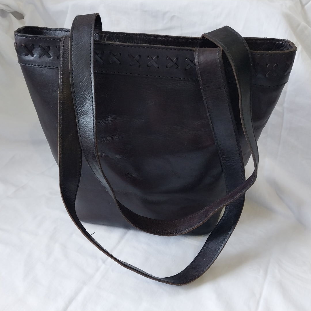 Leather Handbag Dark Chocolate Brown