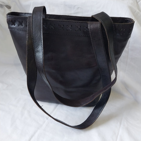 Leather Handbag Dark Chocolate Brown