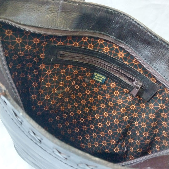 Leather Handbag Dark Chocolate Brown