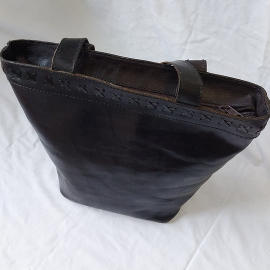 Leather Handbag Dark Chocolate Brown