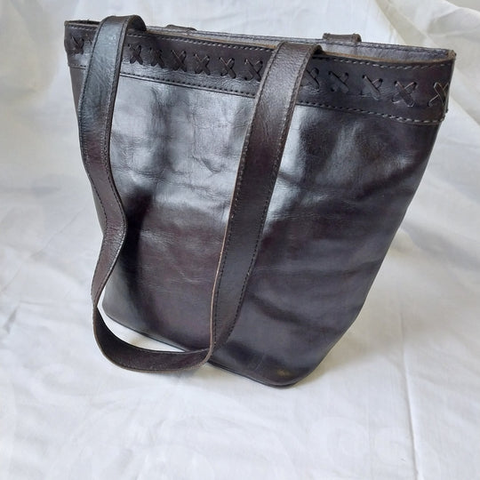 Leather Handbag Dark Chocolate Brown