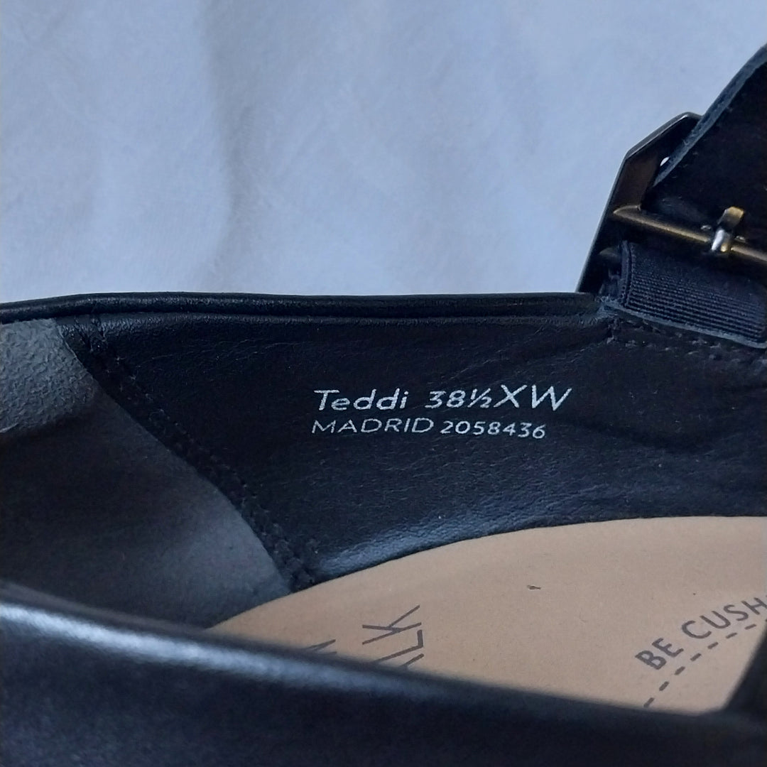 Ziera Mary Jane Heels Black Leather Size 38.5 XW As New