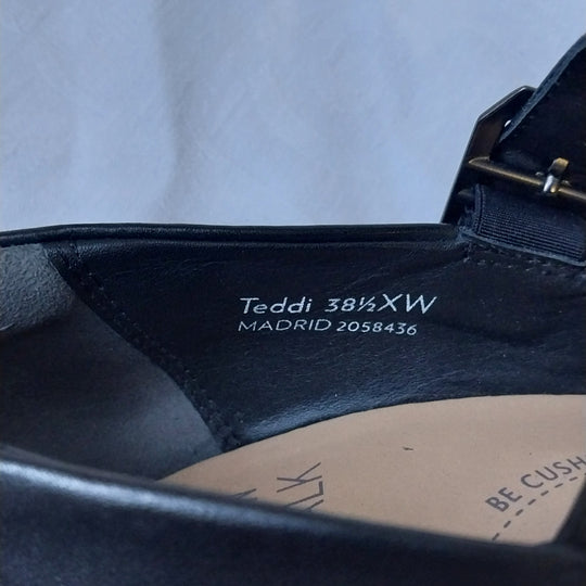 Ziera Mary Jane Heels Black Leather Size 38.5 XW As New