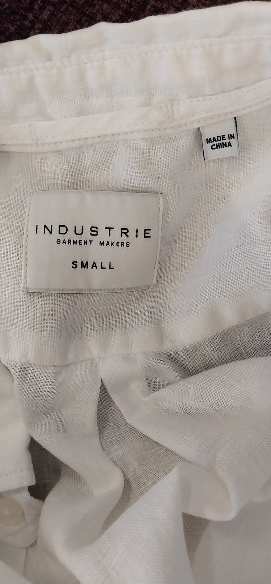 Industrie 100% Linen Long Sleeve Shirt White Size S