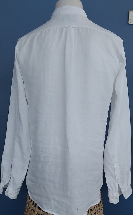Industrie 100% Linen Long Sleeve Shirt White Size S