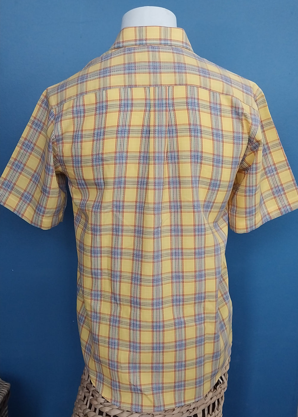 Peter Hadley Yellow Check SS Shirt size 46 / M  100% Cotton