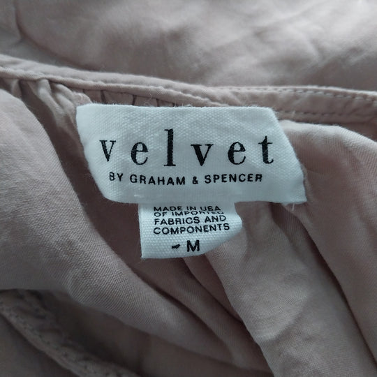 Velvet by Graham&Spencer Satin Viscose Long Sleeve Top size M Blush