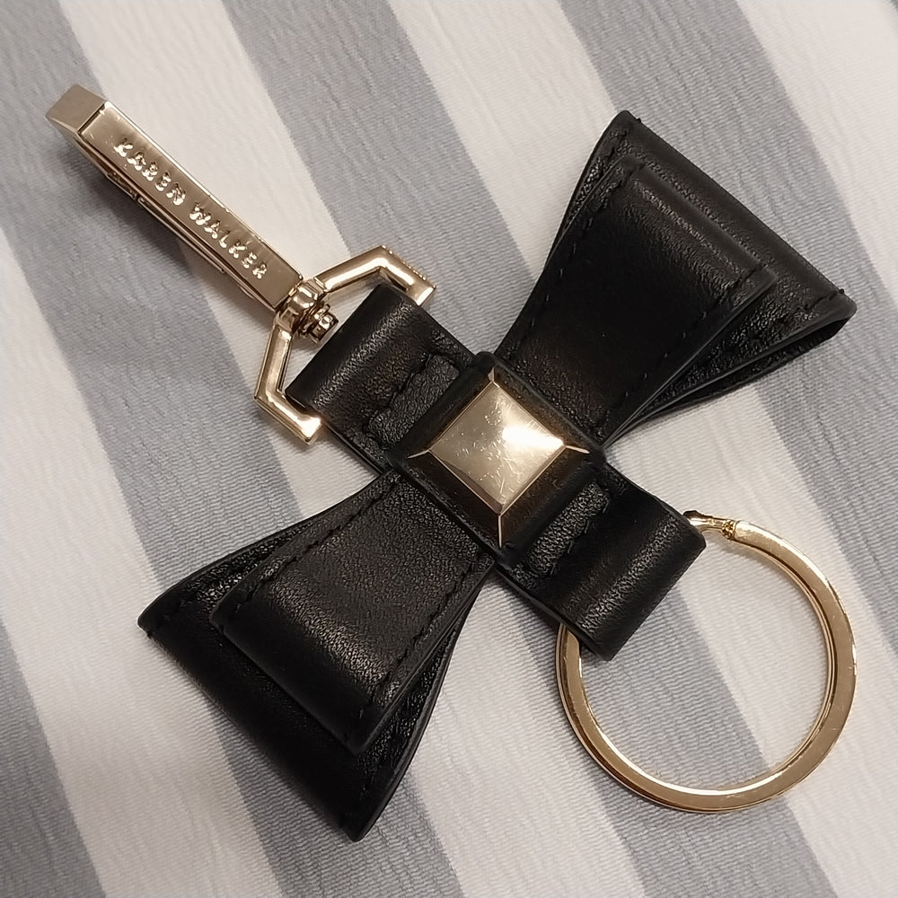 Karen Walker Leather and Gold  Bow Key Ring