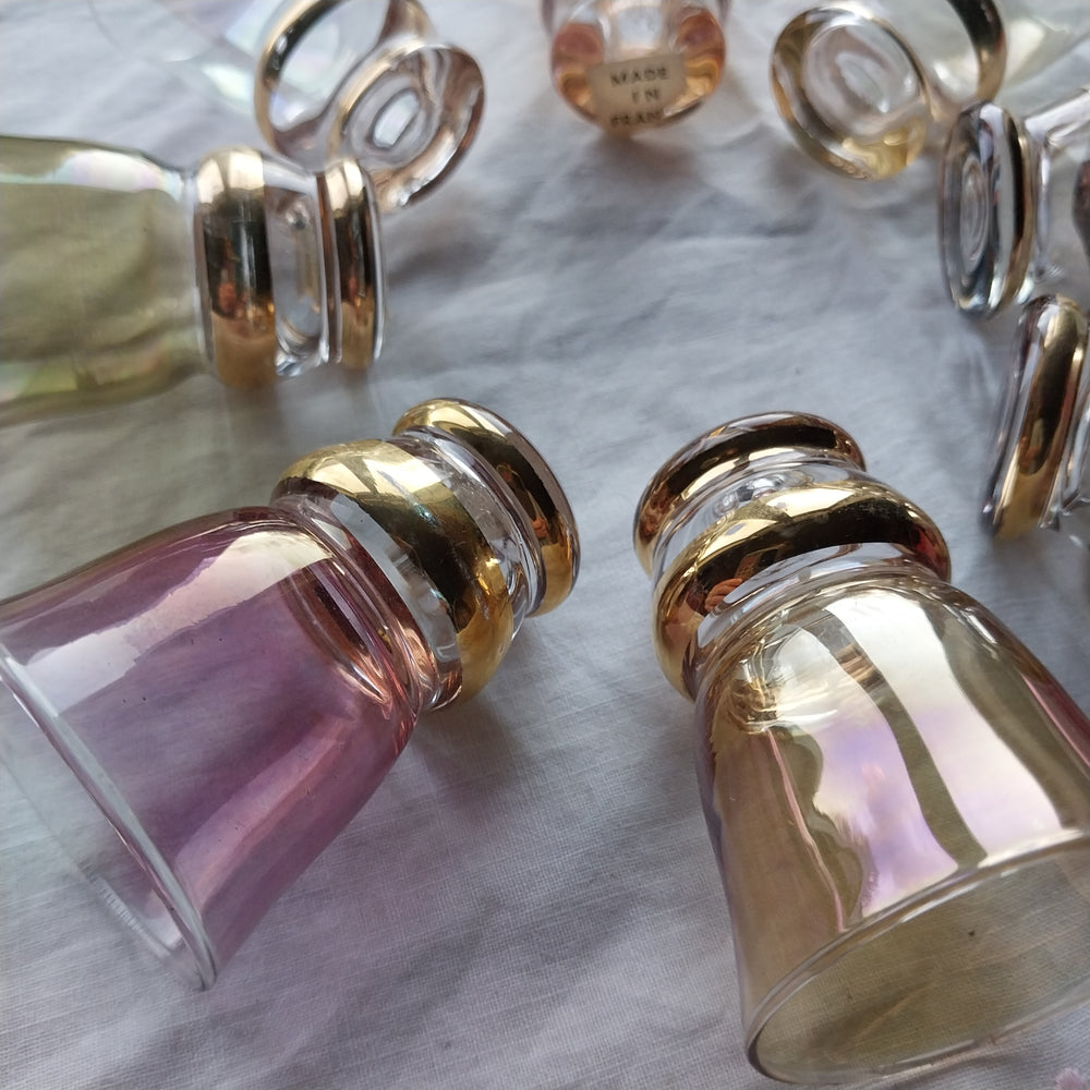 Vintage French MCM Set Multi Coloured Shot Glasses