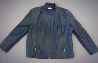 Capture Size 22 Women's Navy Leather Jacket