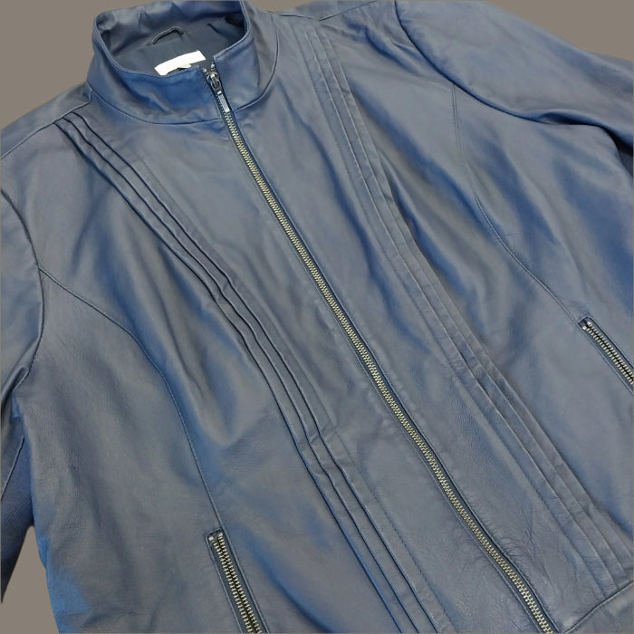Capture Size 22 Women's Navy Leather Jacket