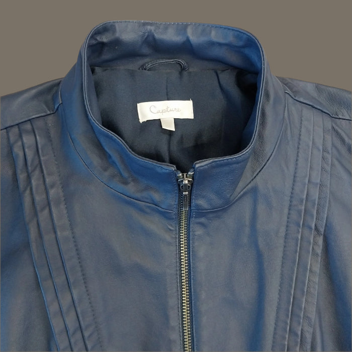 Capture Size 22 Women's Navy Leather Jacket