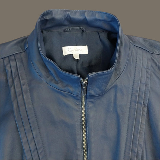 Capture Size 22 Women's Navy Leather Jacket