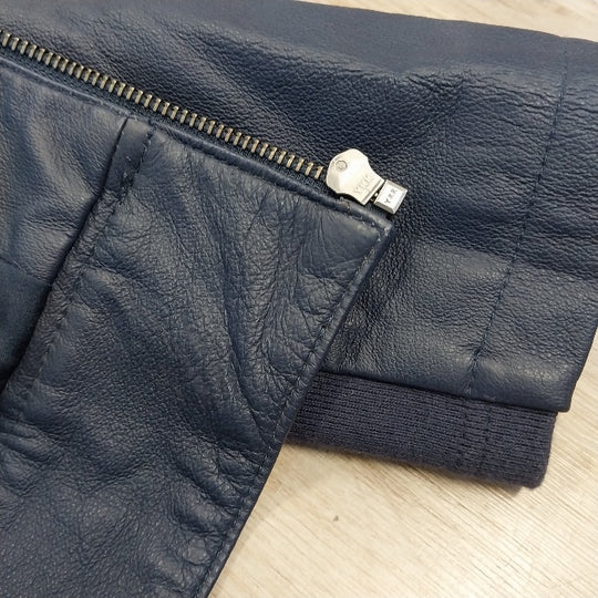 Capture Size 22 Women's Navy Leather Jacket