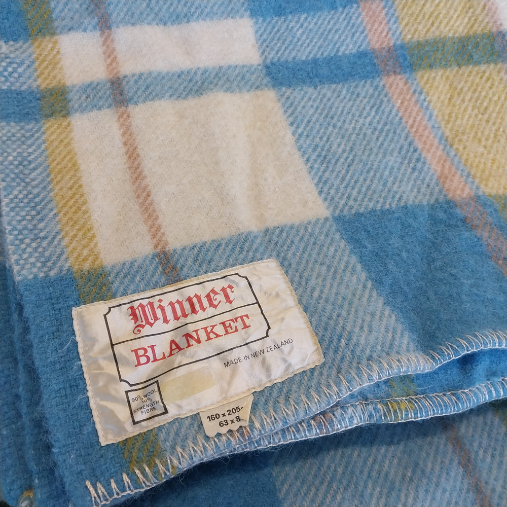 Vintage Winner Single Woolen Blanket Made In New Zealand