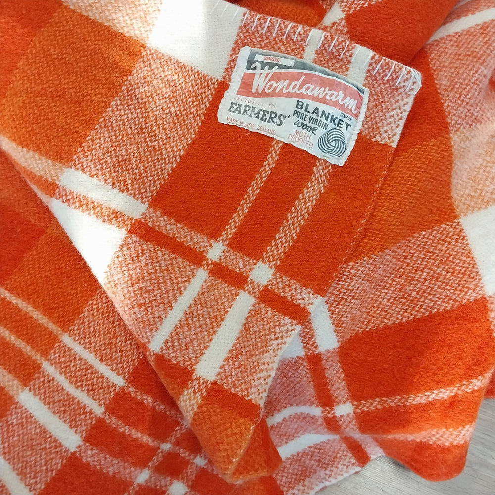 Pair of Vintage Single Wool Blankets by Wondawarm New Zealand