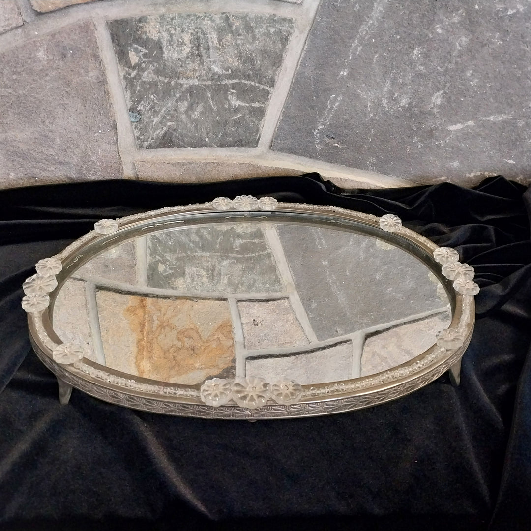 MCM Footed Vanity Mirrored Tray