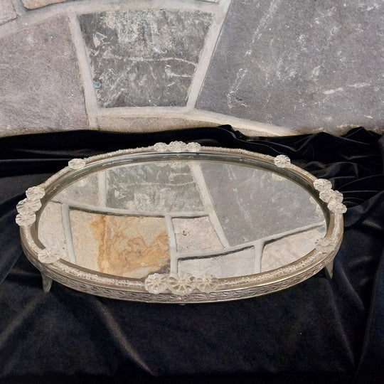 MCM Footed Vanity Mirrored Tray