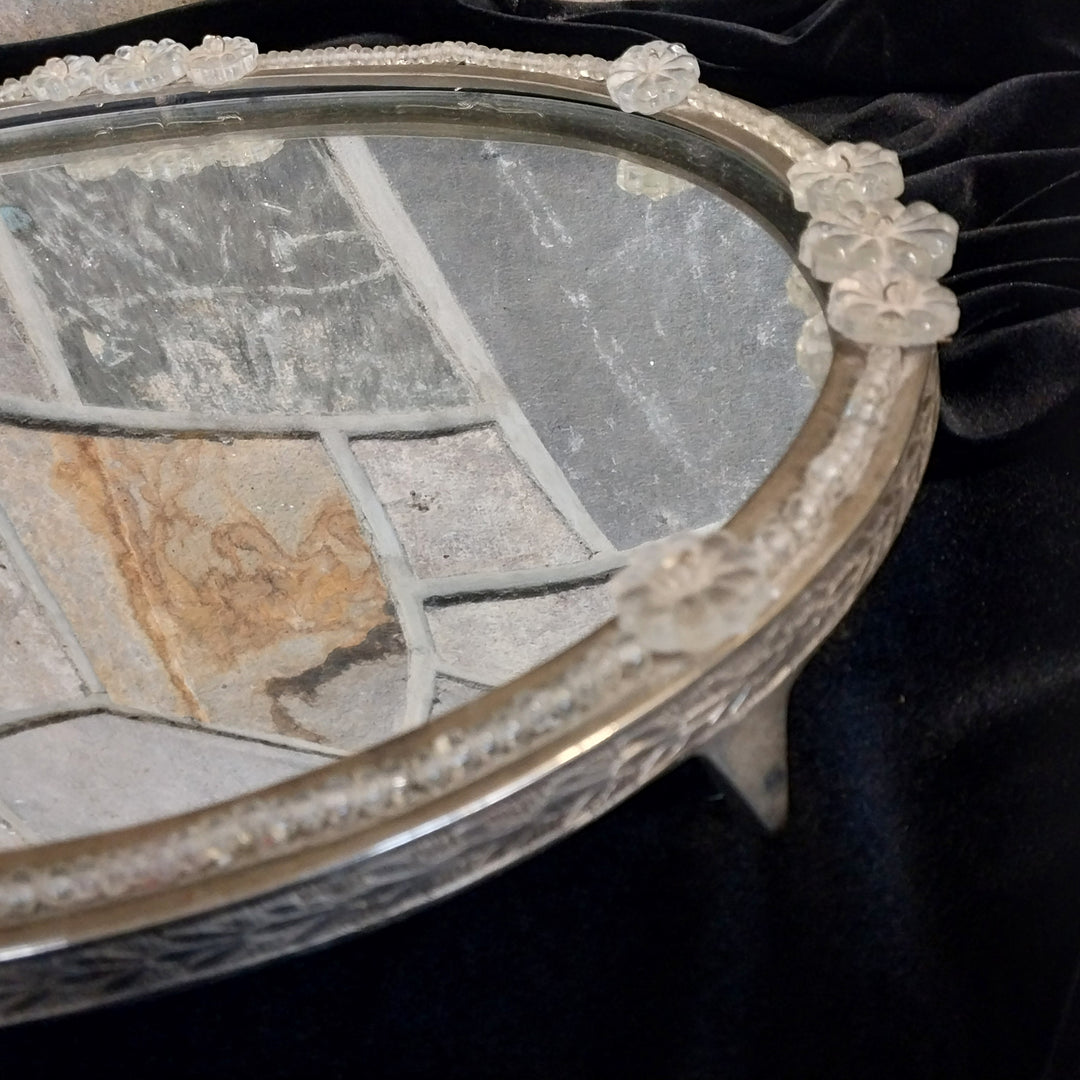 MCM Footed Vanity Mirrored Tray