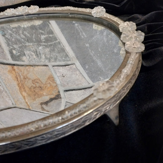 MCM Footed Vanity Mirrored Tray