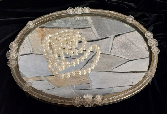 MCM Footed Vanity Mirrored Tray