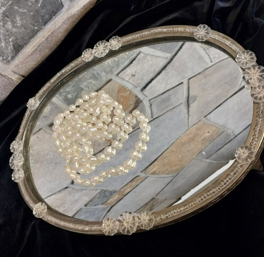 MCM Footed Vanity Mirrored Tray