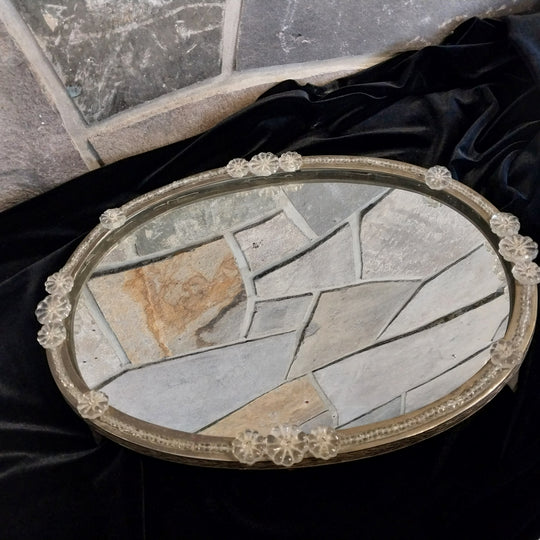 MCM Footed Vanity Mirrored Tray