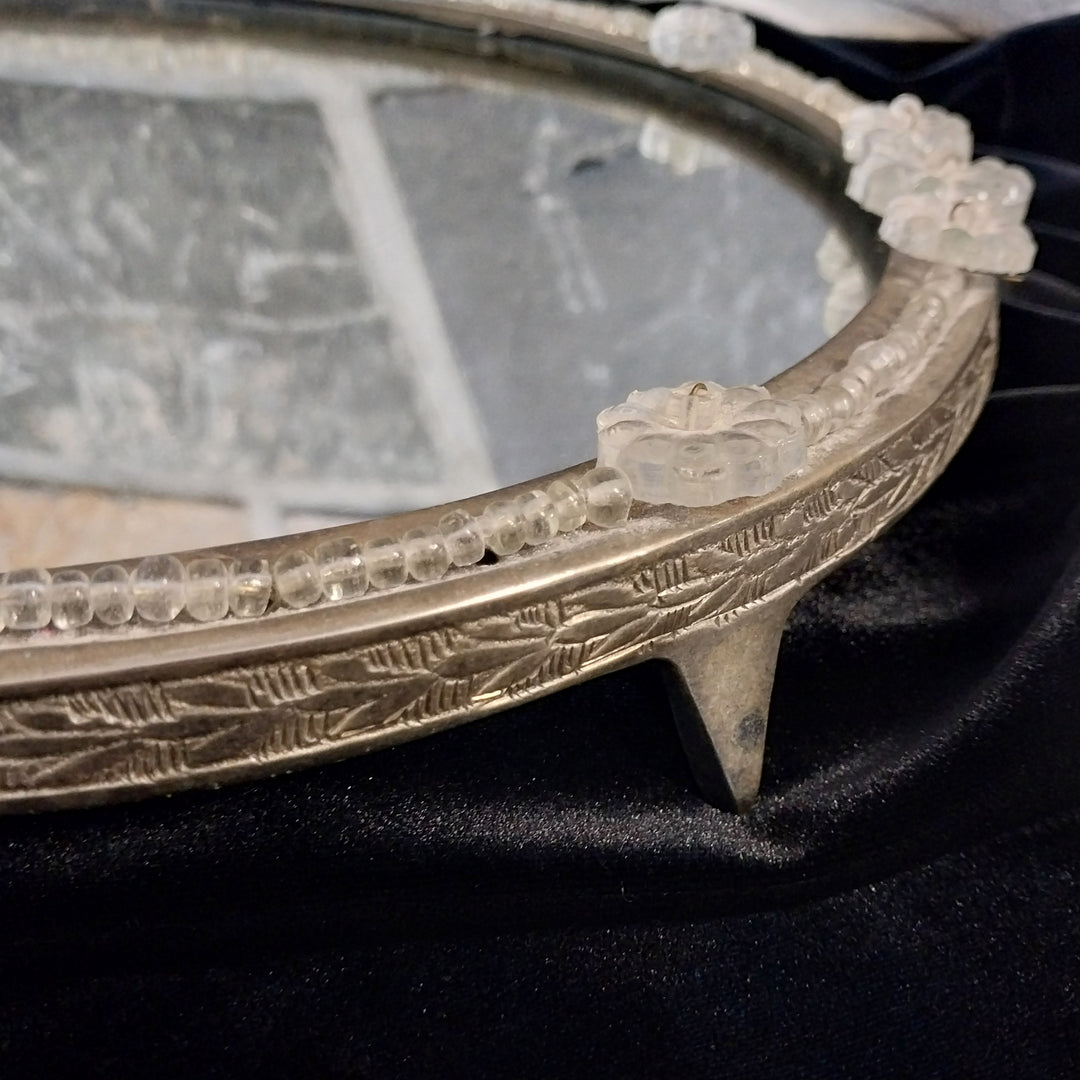 MCM Footed Vanity Mirrored Tray