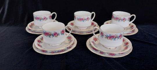 Vintage Royal Standard Fine Bone China Tea Set for 5 in  Masquerade Pattern