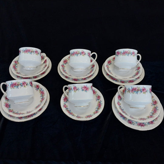 Vintage Royal Standard Fine Bone China Tea Set for 5 in  Masquerade Pattern