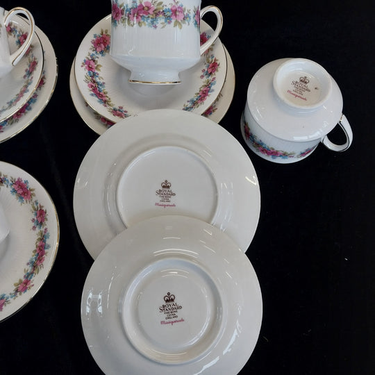 Vintage Royal Standard Fine Bone China Tea Set for 5 in  Masquerade Pattern