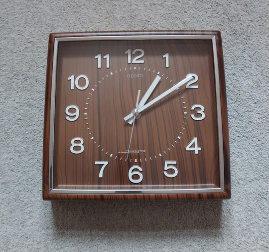Vintage Seiko Wall Clock Faux Wood
