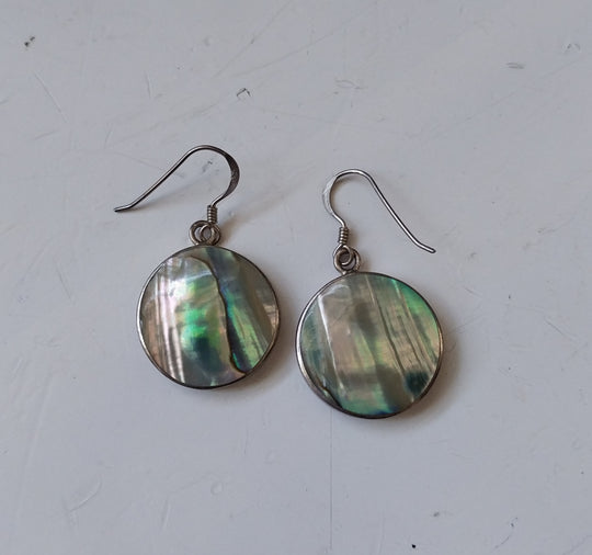 Flower of Life Sterling Silver and Paua Earrings