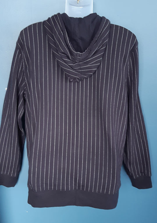 Levi' s logo patch Navy striped drawstring hoodie size  L Mens narrow fit