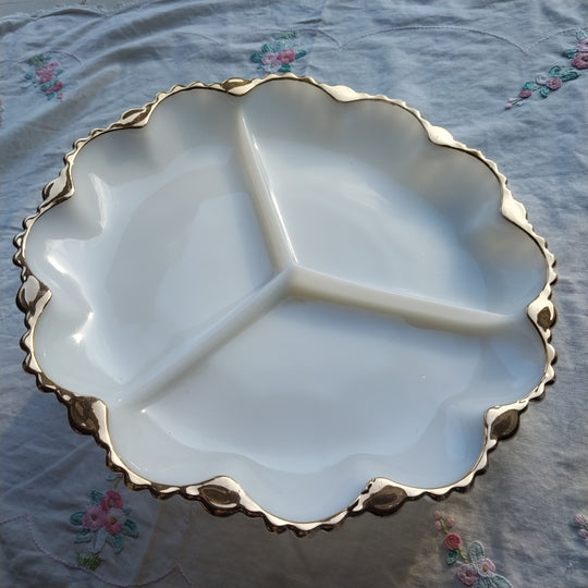 Vintage Fire King Oven Ware Milk Glass USA Serving Plate 2