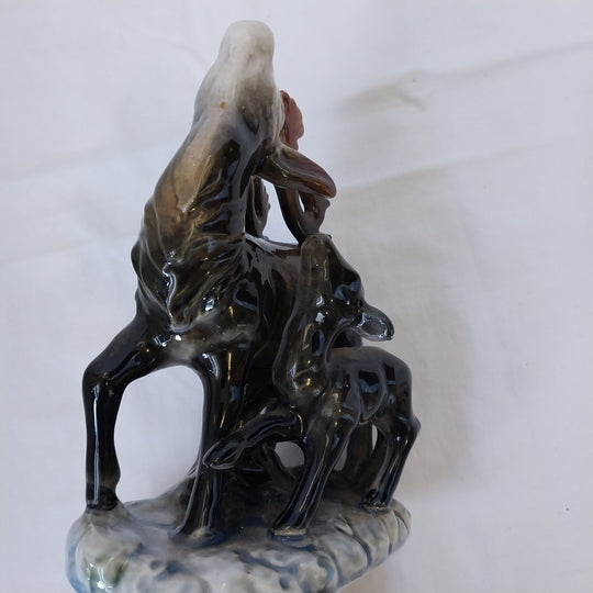 Vintage Porcelain Figurine of an Elk and Fawn