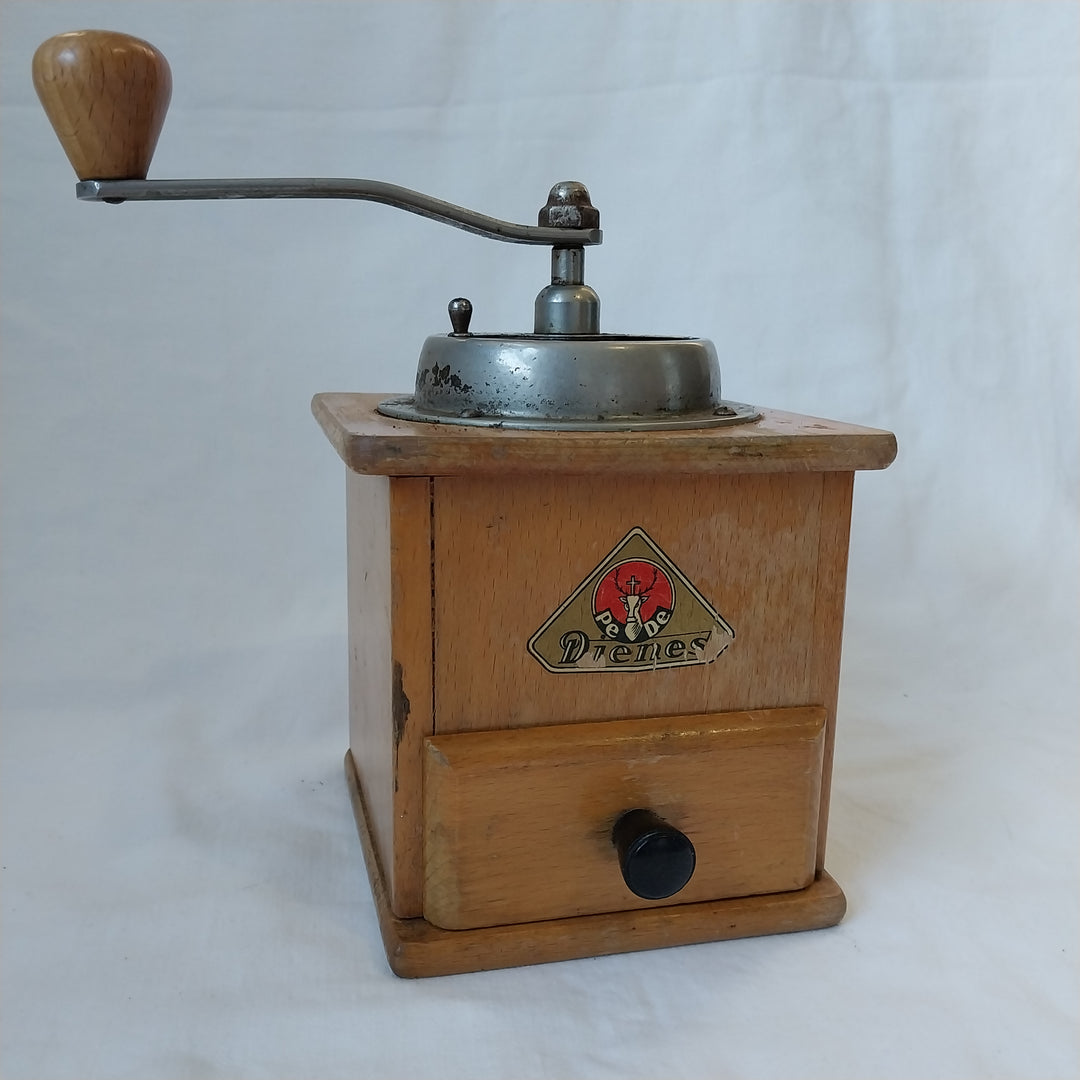 Vintage Pe De Dienes Wooden Hand Mill Coffee Grinder German